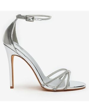 Where's That From Wheres 'Quinley' Embellished Strappy Stiletto Heels - White