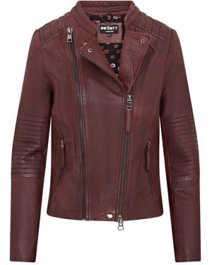 Infinity Leather Biker Jacket - Brown