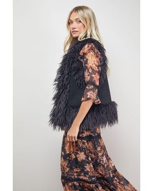 Oasis Mongolian Fur Gilet - Blue