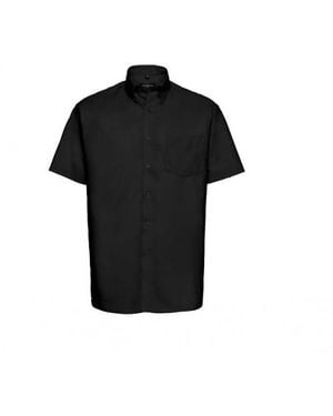 Russell Collection Short Sleeve Easy Care Tailored Oxford Shirt - Black