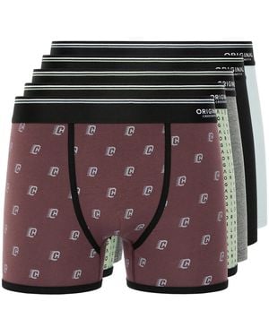 Crosshatch Motifix Boxer Shorts (Pack Of 5) (Multicoloured) - Purple