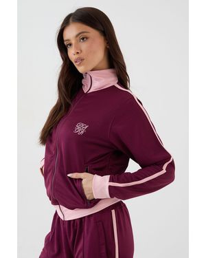 DSGN Studio Tricot Contrast Zip Through Track Jacket - Red