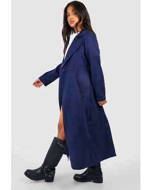 Boohoo Petite Longline Trench Coat - Blue