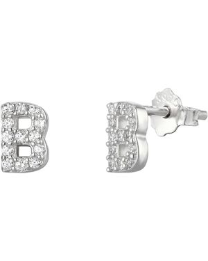 The Jewellery Stockroom Sterling Cubic Zirconia Initial Stud Earrings - Metallic