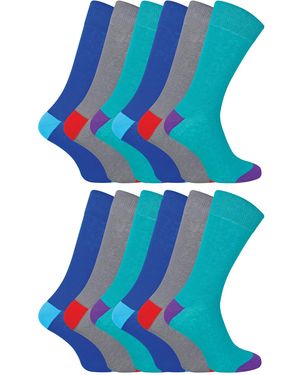 Sock Snob 12 Pair Multipack Cotton Socks - Blue