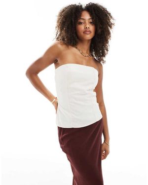 Pimkie Linen Blend Bandeau Side Split Top - White