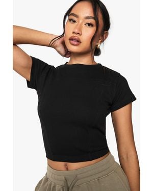 Boohoo Seam Detail Cap Sleeve Top - Black