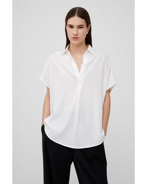 French Connection Crepe Oversized Short Sleeve Pullover Shirt - White
