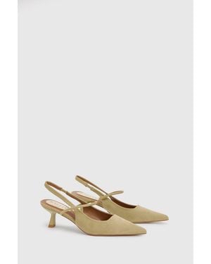 Wallis Cherish Faux Suede Slingback Kitten Heel Point Court Shoes - Natural