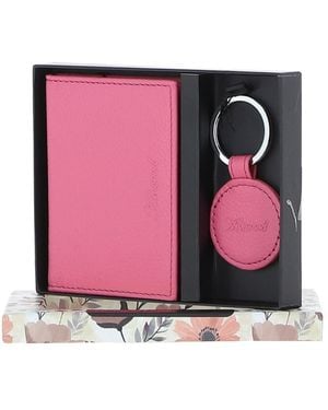 Ashwood Leather Elegant Real Card Holder & Key Ring Set - Pink