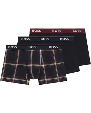 BOSS Bodywear Logo Boxershorts (Set Van 3) - Blauw