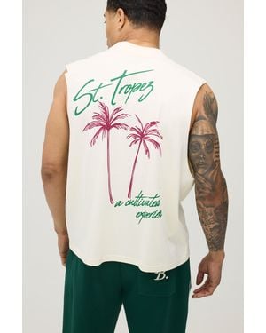 BoohooMAN Oversized Boxy St Tropez Print Tank Cotton - Multicolour