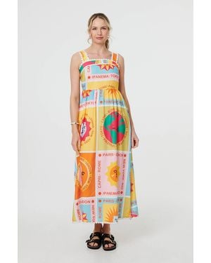 Izabel London Patchwork Print Sleeveless Maxi Dress - White