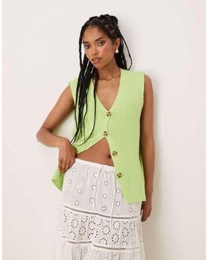 ASOS Slub Knit Relaxed Fit Waistcoat - Green