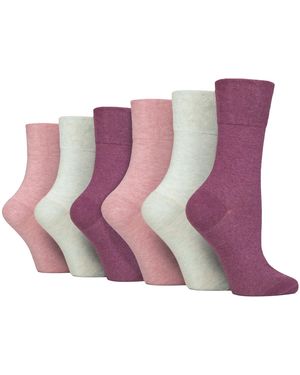 IOMI 6 Pack Ladies Non Elastic Cotton Diabetic Socks With Seamless Toe - Purple