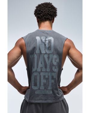 BoohooMAN No Days Off Washed Regular Fit Tank - Grey