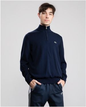 Lacoste Half Zip Logo Sweatshirt - Blue