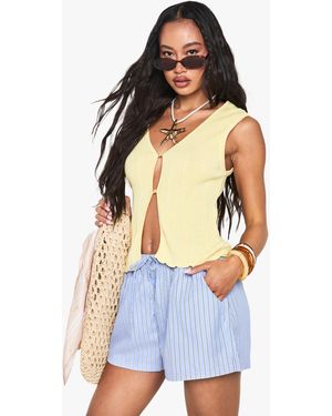 Boohoo Button Front Rib Knitted Waistcoat - Blue
