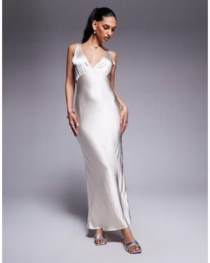 Princess Polly Satin Plunge Cowl Back Maxi Dress - Purple