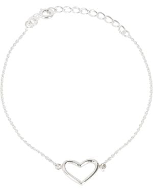The Jewellery Stockroom Rhodium Plated Sterling Open Heart Bracelet - White