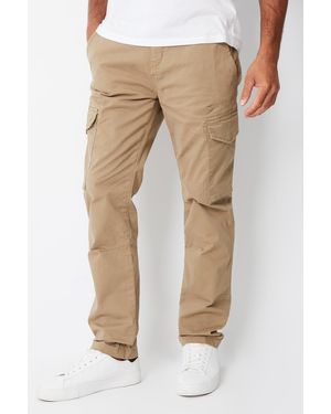 Threadbare Cotton Cargo Trousers With Stretch - Natural