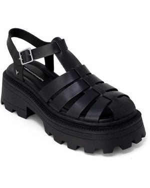 Windsor Smith Leather Buckle/Bow Sandals - Black