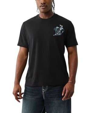 TRUE RELIGION T Shirts Nature Graphic Crew Neck Summer Cotton Tee - Black