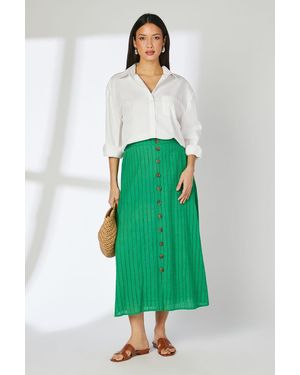 PRINCIPLES Button Detail Broderie Skirt Cotton - Green