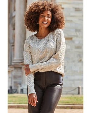 Sosandar Metallic Cable Knit Jumper - Grey
