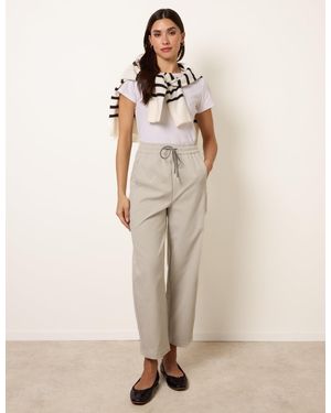 Blue Vanilla Elastic Waist Drawstring Trousers - Natural