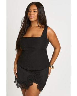 Boohoo Plus Peplum Hem Corset Top - Black