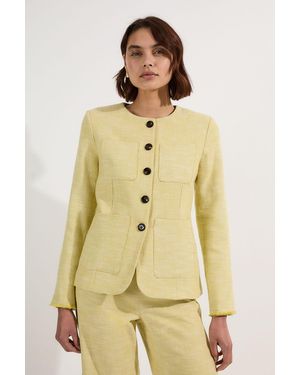 Karen Millen Spring Tweed Tailored Pocket Front Blazer - Natural