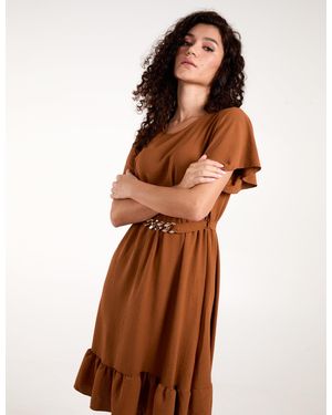 Blue Vanilla Vanilla Chain Belt Dress - Brown