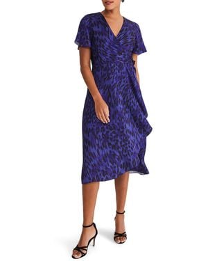 Phase Eight Colletta Print Wrap Dress - Blue
