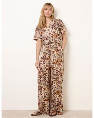 Blue Vanilla Paisley Print Trousers - Natural