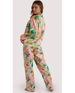 Playful Promises Alja Horvat Abstract Print Long Sleeve Recycled Satin Pj Top - Multicolour