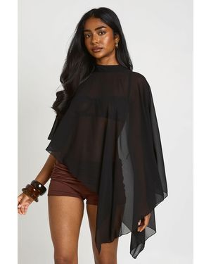 Boohoo Floaty Cape Detail Mini Dress - Black