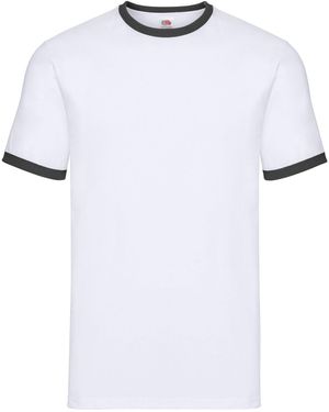 Fruit Of The Loom Contrast Ringer T-Shirt Cotton - White