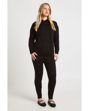 Boohoo Petite Soft Knit Hoodie & Trouser Co-Ord - Black