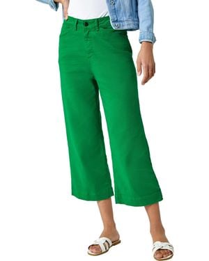 Roman Wide Leg Cotton Jeans Stretch Denim Culottes Cropped Capri Trousers - Green