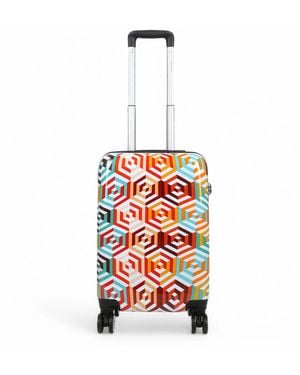 Infinity Leather Hard Shell Printed Cabin 55 X 36 X 20 Cm Pp Suitcase Luggage Suitable For Easyjet, Ryanair - Red