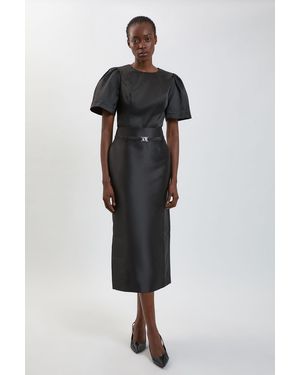 Karen Millen Satin Twill Belted Maxi Skirt - Black