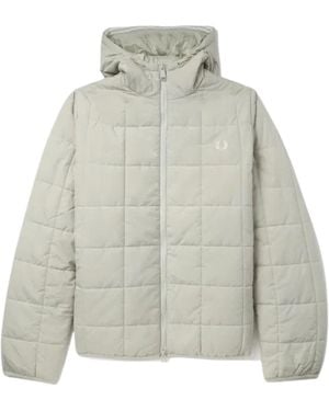 Fred Perry Grid Detail Insulated Light Oyster Jacket - Grey