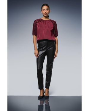Wallis Devore Velvet Puff Sleeve Top - Multicolour