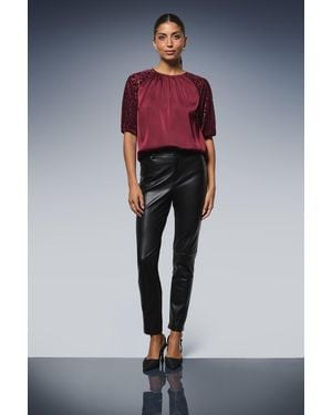 Wallis Devore Velvet Puff Sleeve Top - Multicolour