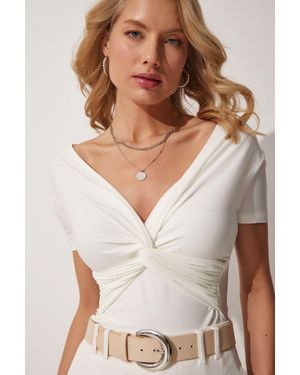 Happiness İstanbul Viscose Blend Blouse - White