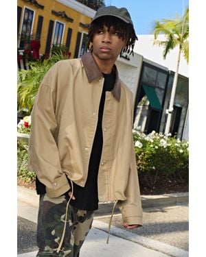 BoohooMAN Oversized Fit Contrast Collared Mac - Black