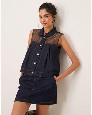 ASOS Hybrid Chiffon Denim Shirt - Blue