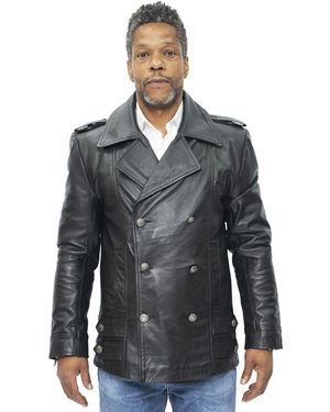Infinity Leather Cowhide Peacoat-Leiden - Grey