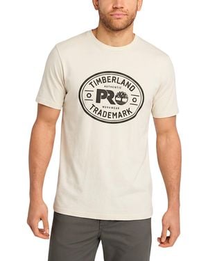 Timberland Pro Trademark Classic Logo T Shirts Summer Crew Neck Top New - Natural